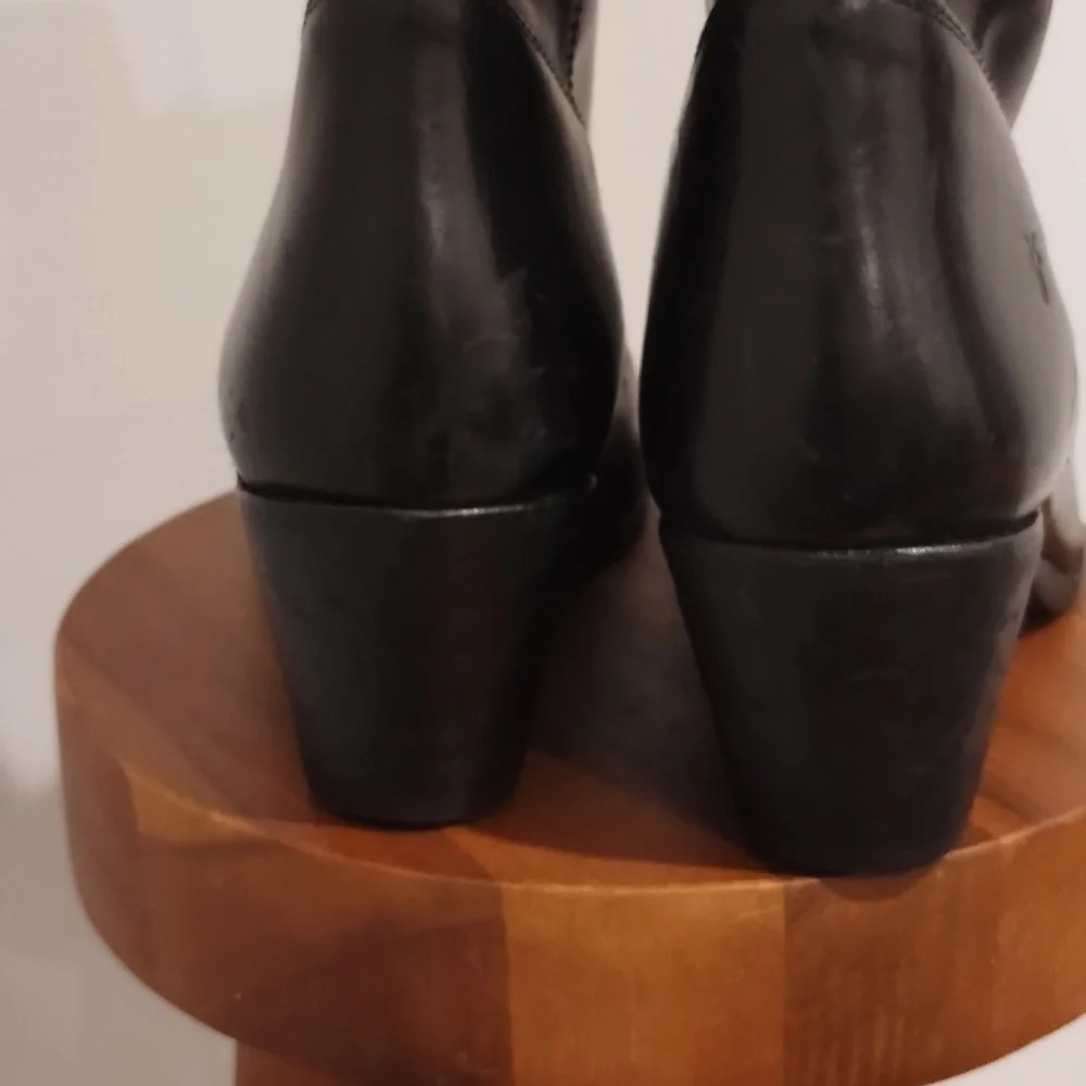 Frye Short Leather Black Boots Size 9 Jackie Button Wedge Boots NWT - Picture 5 of 6